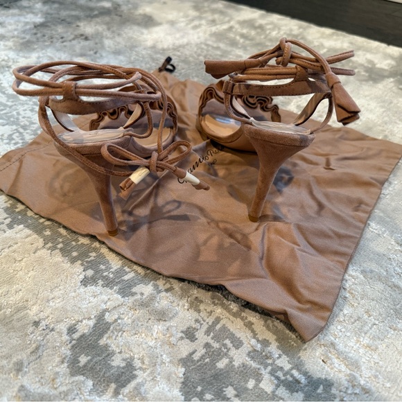 Gianvito Rossi Flora 85 Ruffled Suede Sandals size 38